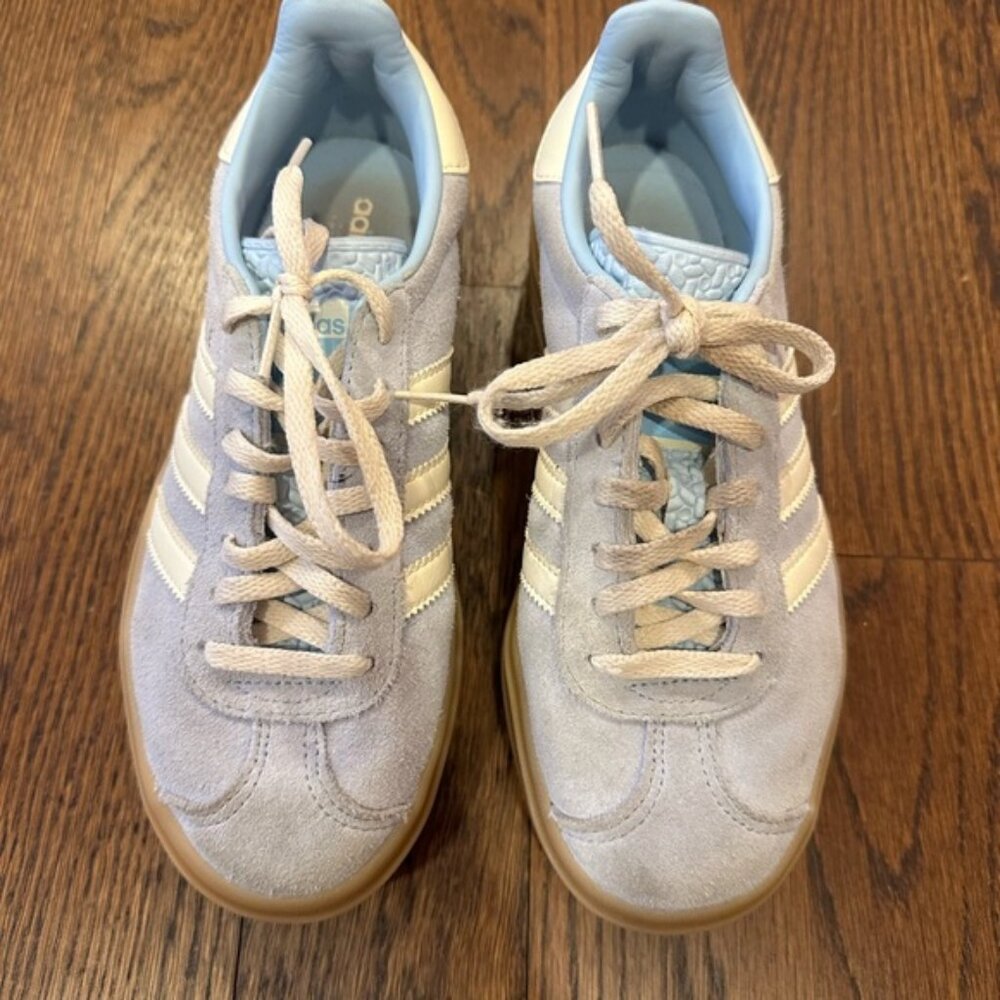 Adidas Gazelle Light blue and Cream platform Sneakers